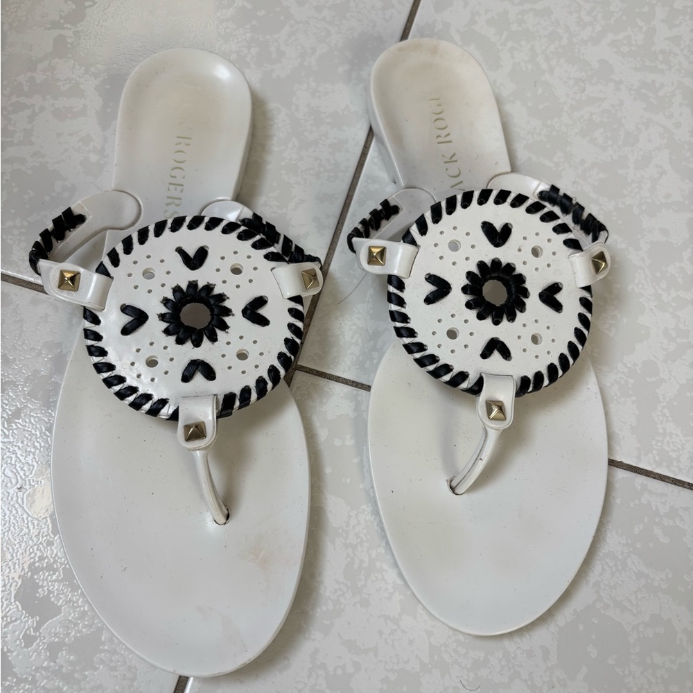 Jack Rogers Black and White Embellished Sandals